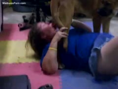 Fat german female savagely gives head to her new doggy